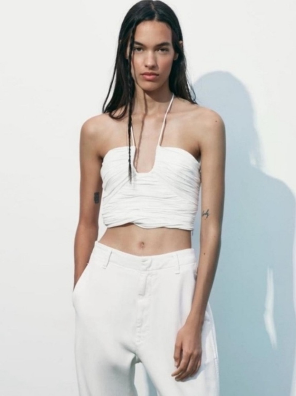 COPY - Zara Limited Edition Ruched Crop halter top L